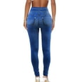 thumbnail image 4 of Htwon Women's Faux Denim Jeans High Waist Skinny Jeggings Leggings Pencil Pants Stretch Butt Lifting Jeans Pants, 4 of 28
