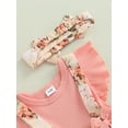 thumbnail image 6 of Newborn Baby Girl Summer Clothes Floral Romper Dress Onesie Ruffle Sleeve Suspender Romper Outfits with Headband, 6 of 9