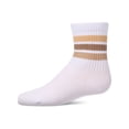 thumbnail image 3 of MeMoi Kids Ribbed Cotton-Rich Triple-Stripe Varsity Crew Sock - Girls - Female, 4, White-Bright, 3 of 11