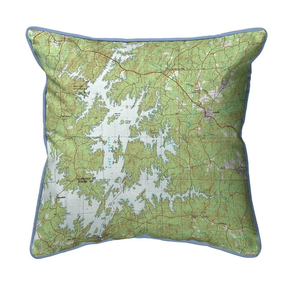 Betsy Drake HJ975 18 x 18 in. Lake Martin, AL Nautical Map Large Corded Indoor & Outdoor Pillow