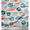 thumbnail image 1 of Soimoi Rayon Crepe Fabric Grains & Fish Food Printed Fabric 1 Yard 46 Inch Wide, 1 of 1