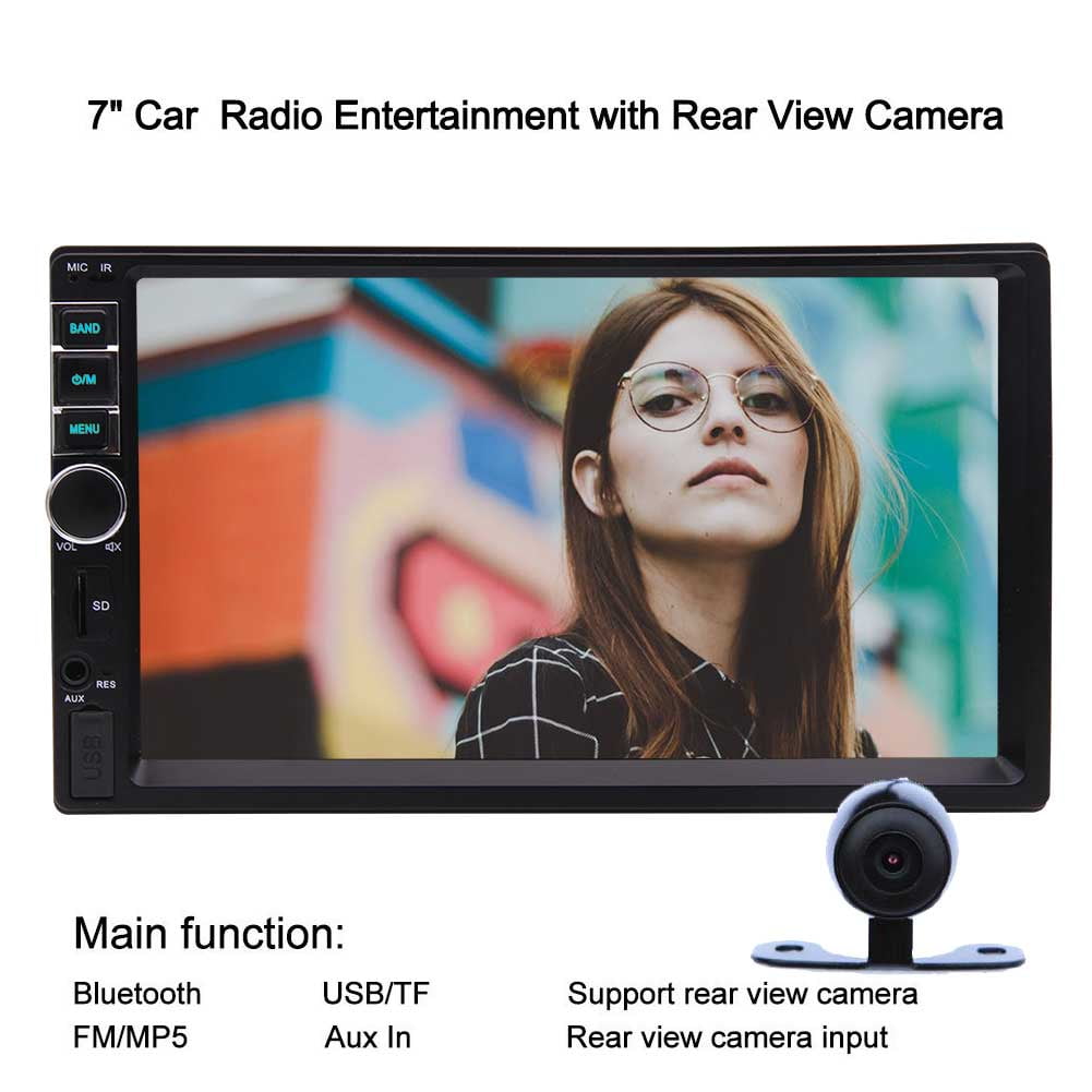 Eincar 7 Inch Double Din Bluetooth Car Stereo Mp5 Radio Video Player Hd Touch Screen In Dash Headunit With Rear Camera Support Fm Bt Usb Tf Aux Remote