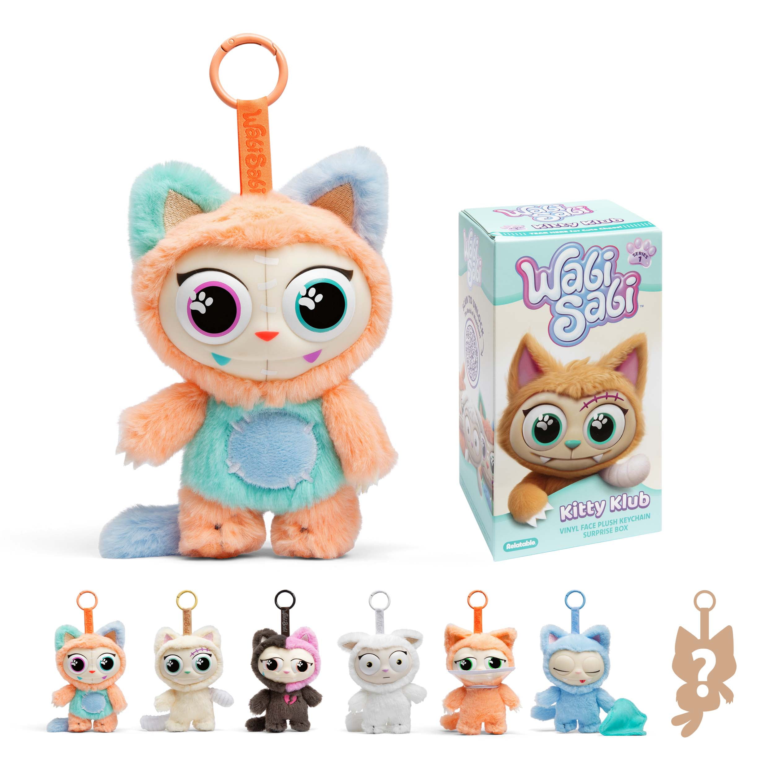 Wonder Nation Blue Fox Pouch Key Ring, Plush Fabric Zippered Bag