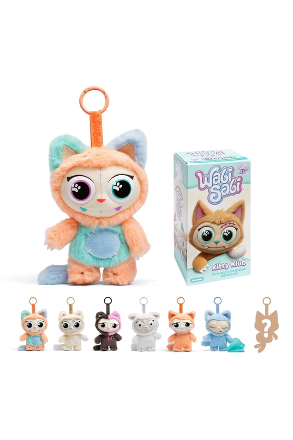 Wabi Sabi Kitty Klub Collectible Blind Box Mystery Plush Toys - 5in Cat Plushie Keychain, Easter Gift Idea