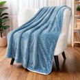 thumbnail image 3 of PAVILIA Soft Fleece Sherpa Throw Blanket for Sofa Couch Bed, Blue, 50x60, 3 of 7