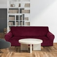 thumbnail image 6 of 3 Pcs Slipcover Set for Couch Furniture Covers for Sofa Loveseat Couch Arm Chair, Form Fit Stretch, Wrinkle Free, Furniture Protector(Burgundy,Velvet), 6 of 14