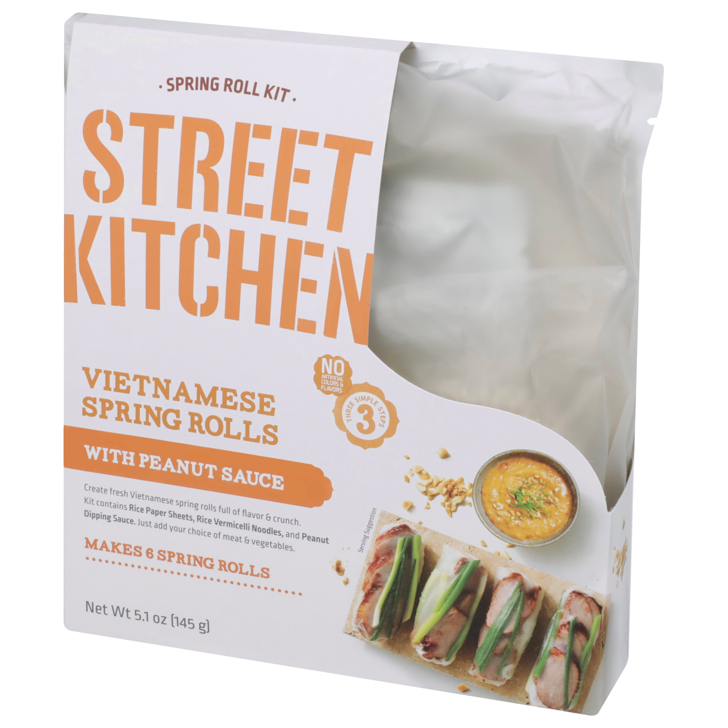 (5 pack) Street Kitchen Spring Roll Kit with Peanut Satay Sauce, 5.1 oz, Shelf Stable