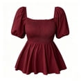 thumbnail image 4 of CAIXIA Womens Square Neck Smocked Peplum Blouse Top Ruffle Short Sleeve Flowy Babydoll Cute Shirt Tops, 4 of 4