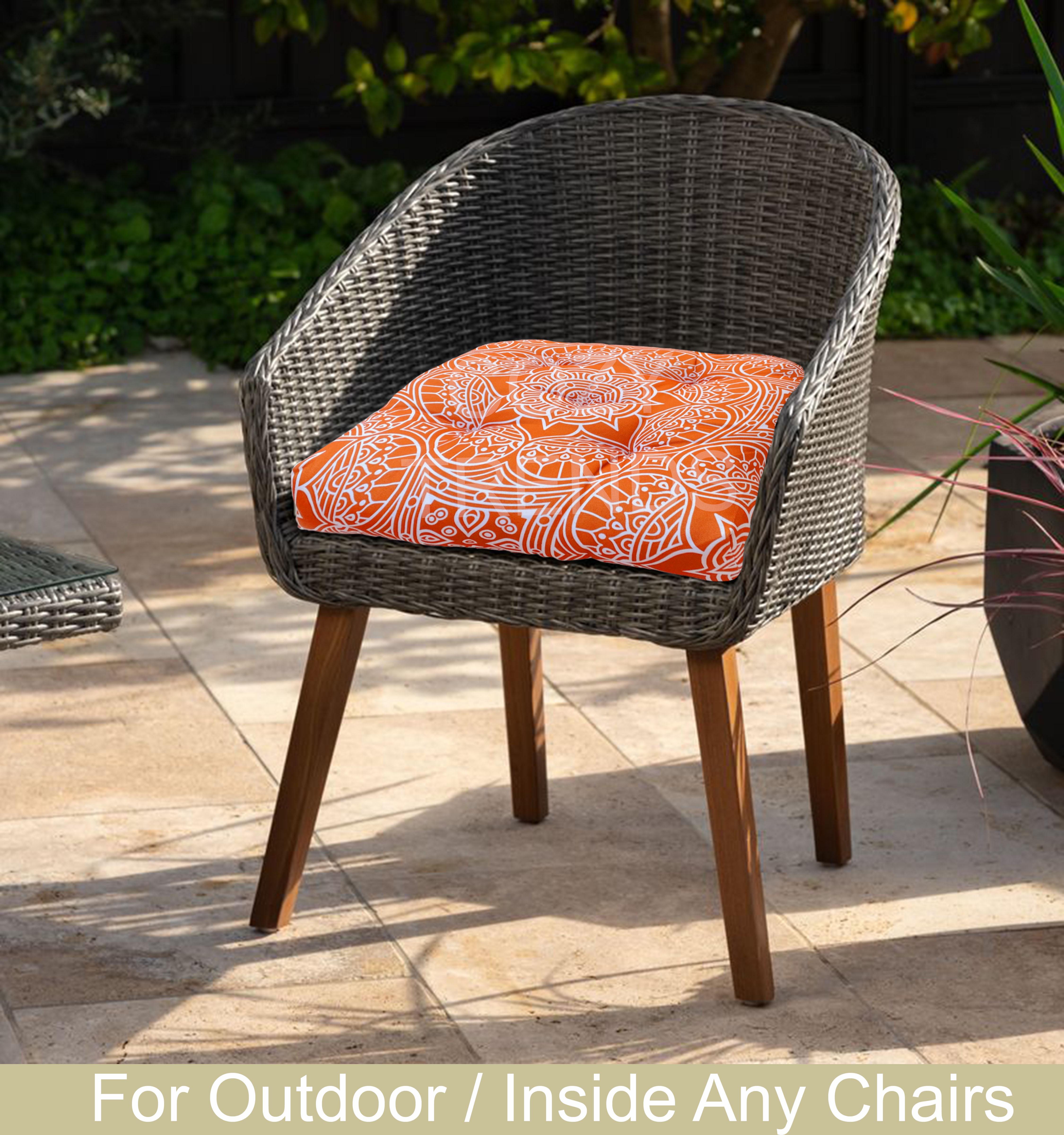 Indoor/Outdoor Chair Seat Cushion, Tufted, Weather, and Fade Resistant, 19" x 19" with Ties for Patio, Dining, Office Chairs