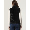 thumbnail image 3 of Chaleco Esponjoso para Mujer Abrigo de Piel Sintética sin Mangas con Cuello Alto Negro M, 3 of 6
