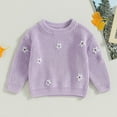 thumbnail image 2 of LYHaoo Slim Fit Sweater Kids Toddler Baby Girls Knit Sweater Autumn Winter Long Sleeve Tops Pullover Sweater Clothes 3-4 Years(Purple), 2 of 6
