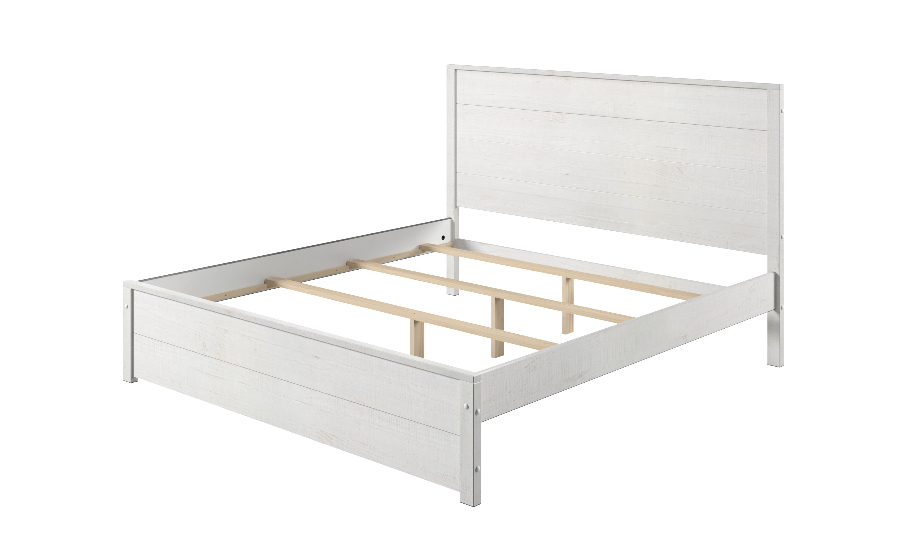 Camaflexi Hampton Solid Wood Queen Size Bed, Queen Bed Frame with Headboard, Coastal White Finish