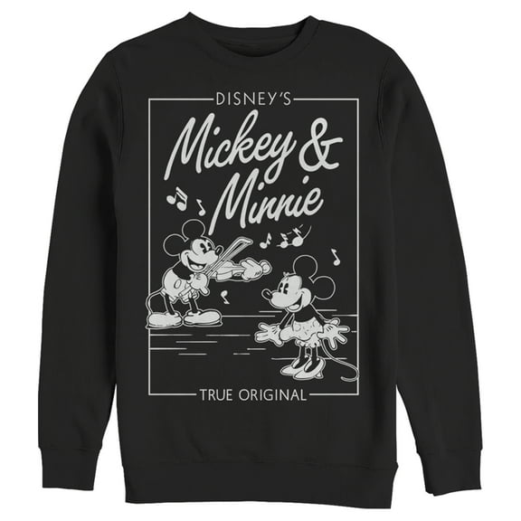 Men's Mickey & Friends Playing Violin Music Poster Sweatshirt Black Medium