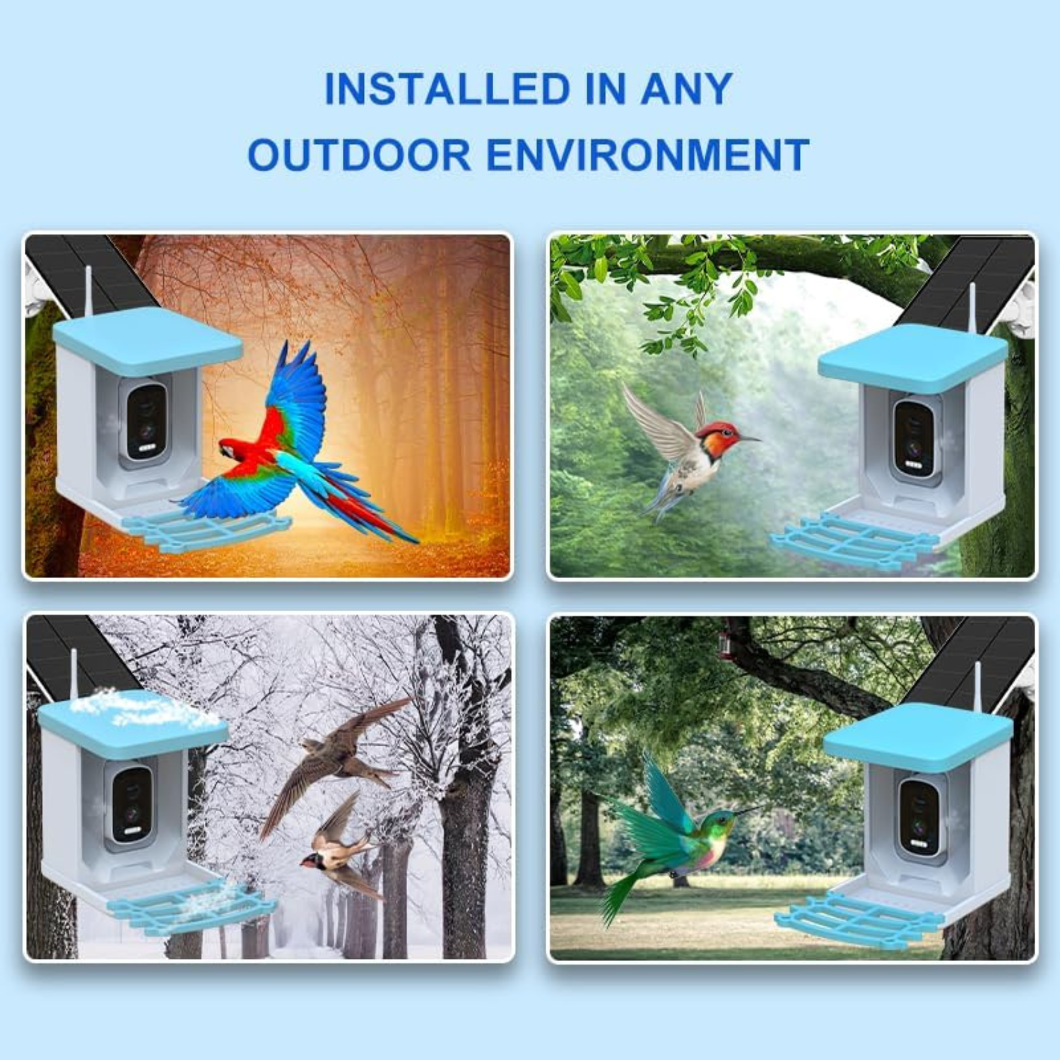 Bird Feeder with 5MP HD Camera & Solar Panel AI Bird Species Identification Smart Bird House - Live View Auto Capture Video for Backyard - Gifts for Bird Lovers