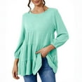 thumbnail image 1 of Timegard Womens Tops Oversized Round Neck Tunic Tops Fall Casual Loose Long Sleeve Blouse Mid Long, 1 of 4