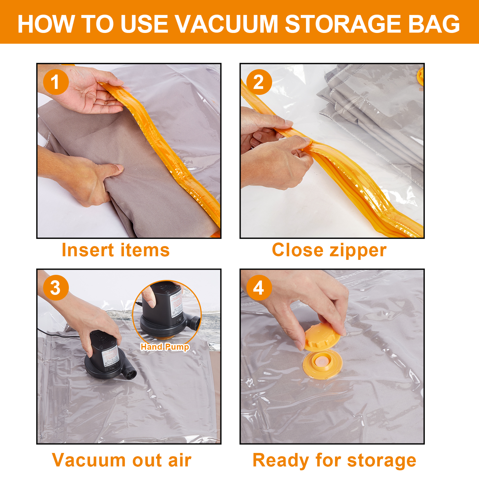 AGPTEK 10 Vacuum Storage Bags Ideal Space Saving Solution 5 Large and 5 Jumbo Pump Included