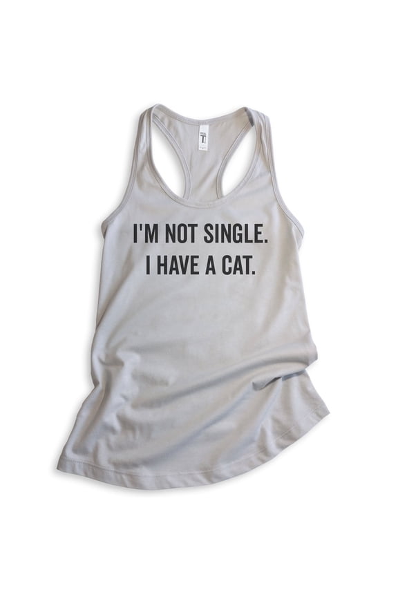 I'm Not Single I Have A Cat Tank Top, Ladies Racerback Tank Top, Cat Lady Tank, Cat Tank, Cat Lover Tank, Silver Gray, X-Large