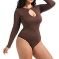 thumbnail image 7 of Purcolt Women's Plus Size Keyhole Seamless Shapewear Bodysuits One Piece Long Sleeve Bodycon Rompers Sleepwear Onesie Jumpsuit Tummy Control Body Shaper Snatching Body Suit, 7 of 7