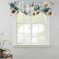 thumbnail image 2 of Tie Up Valances for Windows, Teal Tulip Butterfly Adjustable Valance Curtains Window Treatment for Living Room, Beige Turquoise Floral Farmhouse Blue Rod Pocket Kitchen Curtains & Drapes 42x12 Inch, 2 of 9