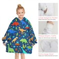 thumbnail image 6 of DarkBlue Dinosaurs Pattern Blanket Hoodies for Kids 6-13YR Oversize Wearable Blanket Hoodies for Boys Girls Teens, 6 of 7
