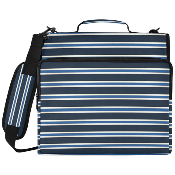 ALAZA Zipper Binder Blue Stripe Pattern 2 inch 3 Ring 500 Sheet Capacity Trapper Keeper File Folder Organizer Bag