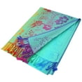 thumbnail image 3 of Pashmina Wrap Shawl Scarf Double Side Rainbow Silky Exotic Tropical Colorful, 3 of 3
