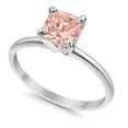 thumbnail image 2 of Solitaire Princess Cut Engagement Morganite CZ Ring 925 Sterling Silver Size 11, 2 of 5