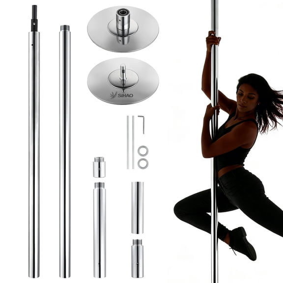 Professional Dance Pole Spinning Static Dancing Pole Adjustable Height 82.9-110" Portable Removable 45mm Dance Pole Kit for Exercise Club Party Pub Home w/Tools