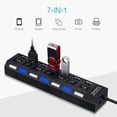 thumbnail image 4 of Multi Port Splitter, 7 Port USB 2.0 Hub, USB A Port Data Hub with Independent On/Off Switch and LED Indicators, Lights for Laptop, PC, Computer, Mobile HDD, Flash Drive for All USB Device, 4 of 9