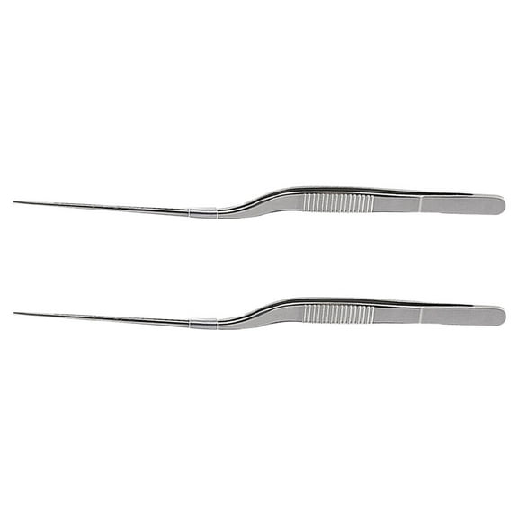 2pcs Stainless Steel Kitchen Tweezers for Home Cooking and Food Plating Silver 7 Inch
