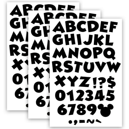 UPC: 0194629119080 | Eureka Mickey Mouse Throwback Black Deco Letters 216 Characters Per Pack 3 Packs