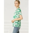 thumbnail image 4 of DARING DIVA Women's Floral Ruffled Neck Short Sleeves Top Blouse XS Green, 4 of 6