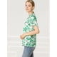 thumbnail image 4 of INSPIRE CHIC Blusa Estampada Floral Mangas Cortas Cuello Redondo Con Volantes Top Casual Para Mujeres Verde S, 4 of 6
