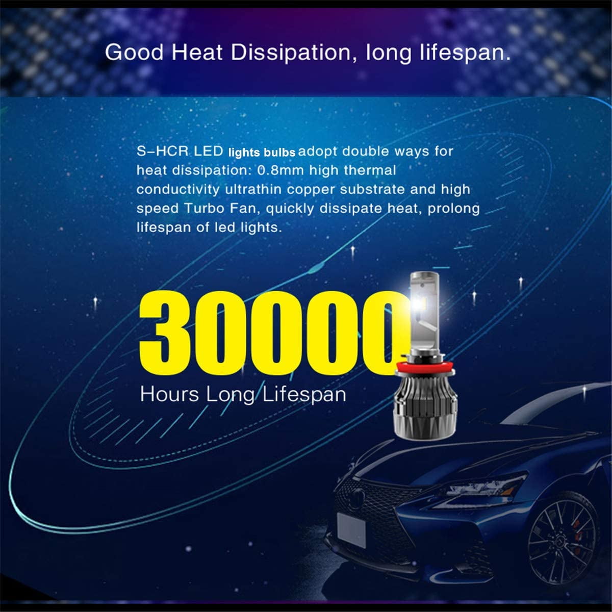 Alla Lighting S-HCR HB3 9005 LED Bulbs Replacement 3000K Yellow 10000Lms Xtreme Super Bright DRL Daytime Running Lights(DRL)