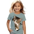 thumbnail image 3 of WOYY Cute Cat Graphic Tee for Girls Casual Comfortable Short Sleeve T-Shirt, Sizes 3-13, 3 of 3