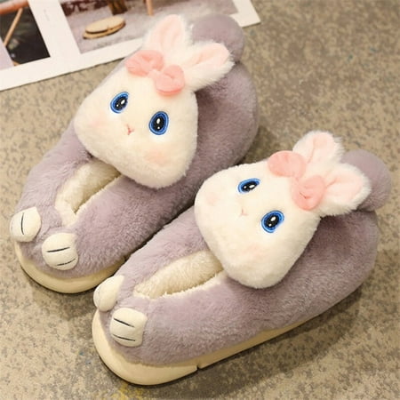 

CoCopeanut Cuddle Rabbit Slippers For Women Indoor Bedroom Fuzzy Ladies Shoes Slides Female Winter Cute Kawaii Bunny Plush Cotton Slipper