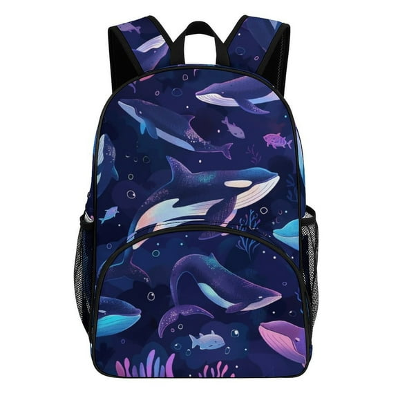 Ocean Whales Colorful Seamless Pattern Backpack Travel Laptop Casual College Daypack Back to Bag