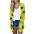 thumbnail image 2 of KSCYKKKD Coat for Women Women's Casual Sweatshirts Halloween Coat Print Medium Length Cardigan Jacket Coat Green XXL, 2 of 7