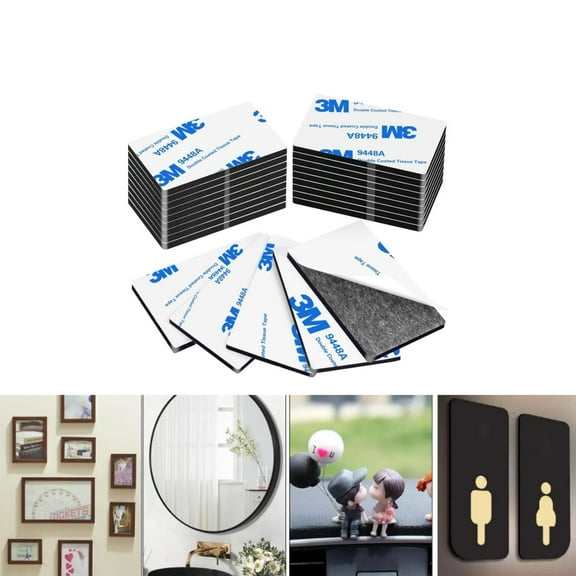 Heavy Duty Double Sided Sticky Tape,Portable Pre-Cut Rectangular Foam Tape for Home,QZS Strong Double Sided Adhesive Pads,60Pack