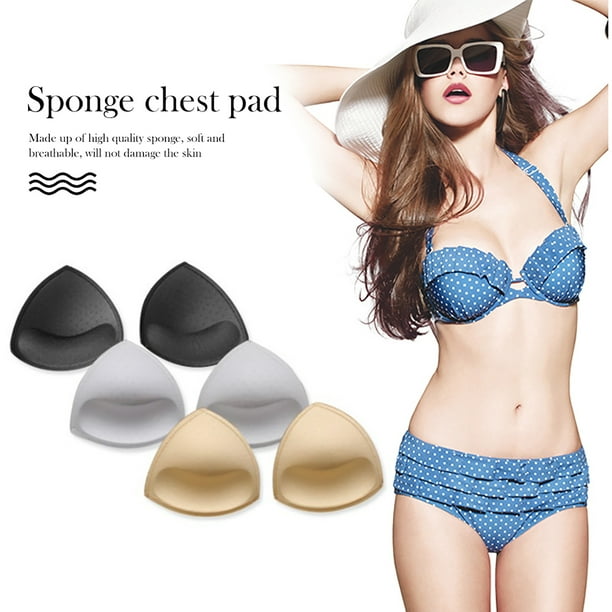 Triangle Bra Pads Inserts Sponge Pads Bra Cups Inserts Removable Push up  Breathable Soft Chest Push up Insert Pads for Skin