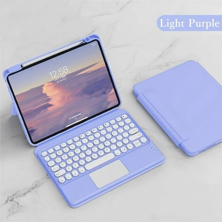 Magnetic Case for iPad Mini 6th Generation Vertical Keyboard Case with Touchpad Cute Color Keyboard Detachable Clear Back Cover with Pencil Holder