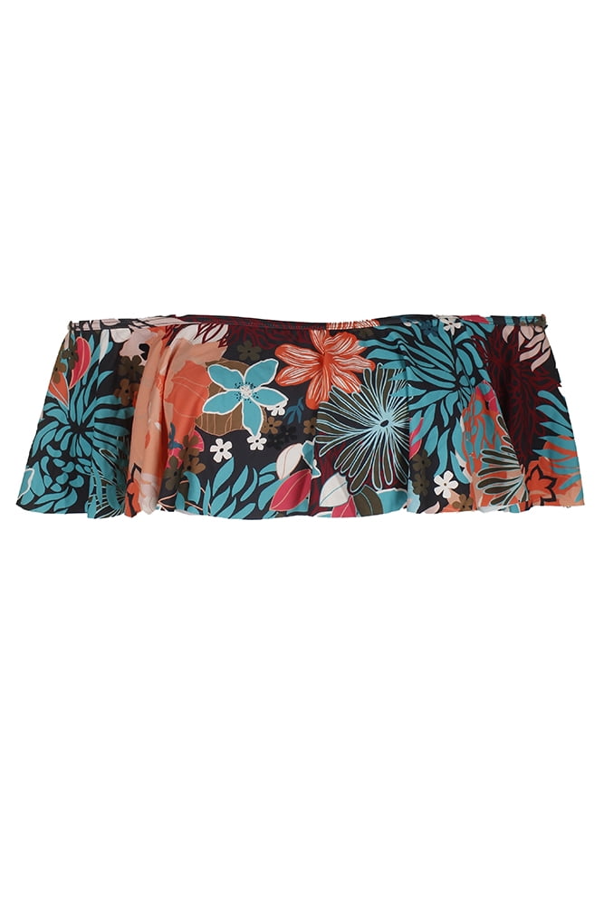 Vince Camuto Orange Multi Rinted Off-The-Shoulder Ruffled Bikini Top M