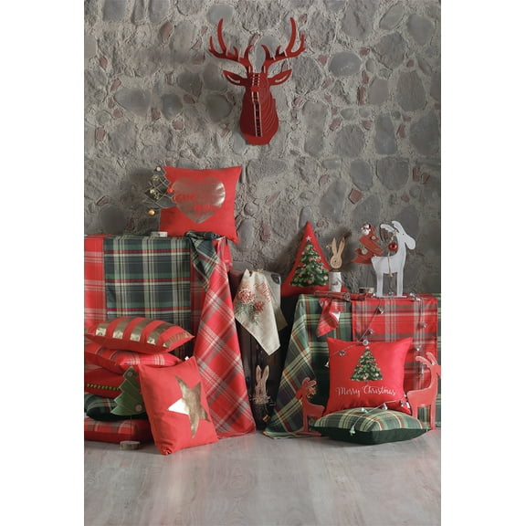 Gold and Red Chevron Decorative Throw Pillow Cover