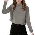 thumbnail image 2 of Girls Crewneck Sweatshirt Long Sleeve Pullover Crop Tops Sweatshirts Gray 11-12 Years, 2 of 7