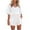 White, variant on KIHOUT Clearance Women's Casual Color Short Sleeved Shirt And Shorts Two-piece Set