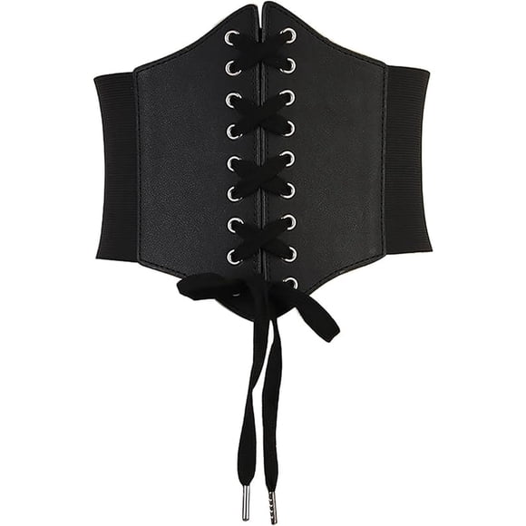 Women's Leather Corset Belt, Retro Elastic Belt, Vintage Adjustable Stretch Belt, High Waist Belt, Women's Chunky Elastic Belt for Carnival Party Beach Costume