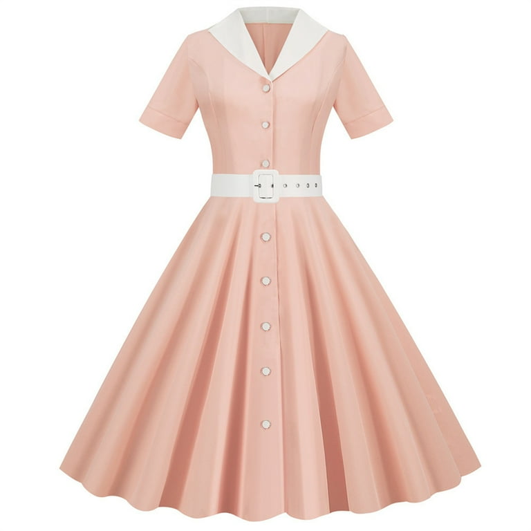 50s beach dress USSUMA Midi Summer Dresses for Women Casual Sleeveless 1950s Retro Rockabilly Sundresses Trendy Plus Size 50's 60's Party Costume Gown V Neck Sun Female Party Vacation Wedding dress Shoe size:43 black halter maxi dress Blue Skies Maxi Jean Dresses for Women Casual