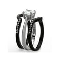 thumbnail image 5 of His and Her 4pc Black and Silver Stainless Steel and Titanium Wedding Ring Band Set Size Women's 09 Men's 10, 5 of 6