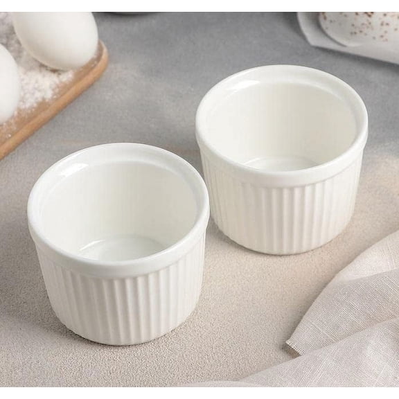 Wilmax White Porcelain Set Of 6 Ramekin 3.5” X 2.5” | 8.5 X 6.5 Cm | Dishwasher Safe, Easy To Clean | Fine, English Porcelain | Wl-996121/A