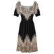 thumbnail image 4 of Vestido de manga corta con estampado de encaje negro y dorado ropa para mujer vestidos de noche elegantes para mujer vestido de playa 2025, 4 of 6